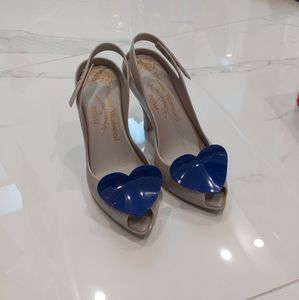 Melissa x Vivienne Westwood size 8.5 blue heart heels